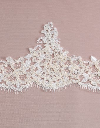 Cream Floral Lace with Lace and Pearls Border - CUP167310_422