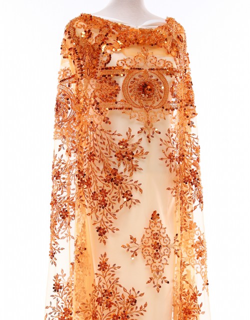 VIOLET PEARL BEADED LACE IN ORANGE