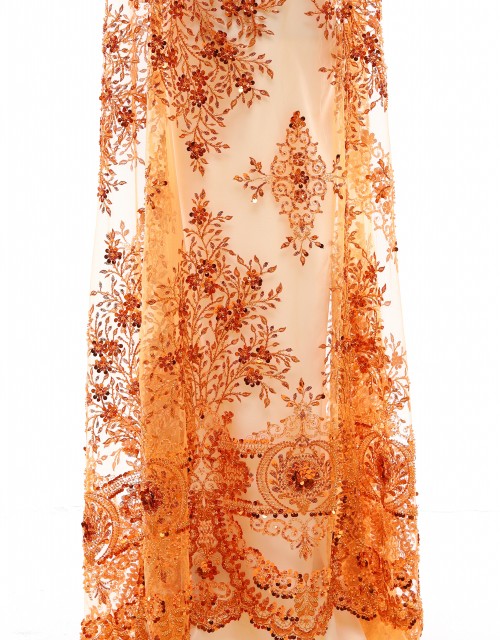 VIOLET PEARL BEADED LACE IN ORANGE