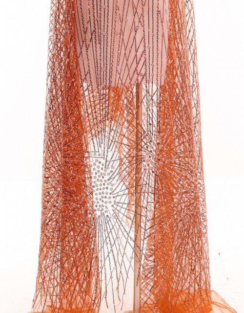 JADE BEADED LACE IN BRICK ORANGE