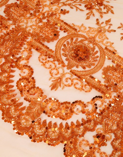 VIOLET PEARL BEADED LACE IN ORANGE